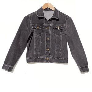 THEORY Women’s Black Wash Denim Trucker Jacket Size 2
